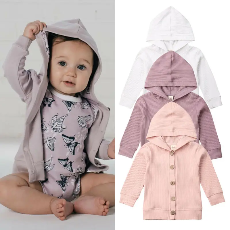 Infant Baby Girl Clothes Hooded Button Coat Fall Winter Jacket Kids Outerwear | Детская одежда и обувь