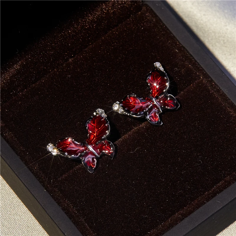 

Exquisite and charming pink red flower earrings women romantic fashion jewelry wedding charm Valentine's day gifts wholesale