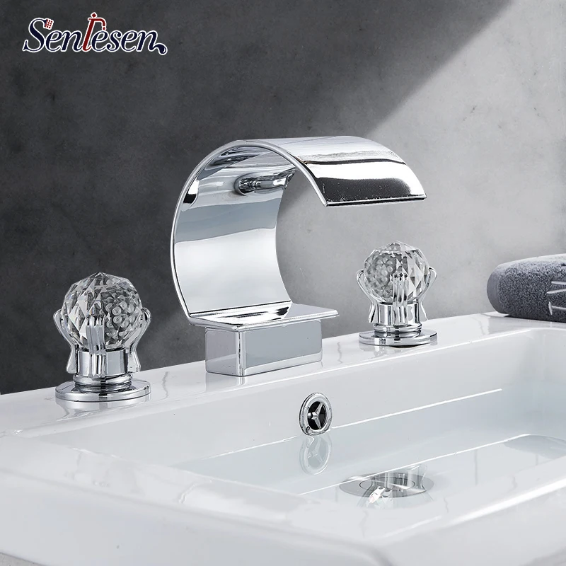 Смеситель для ванной комнаты Senlesen 3 шт. установленный на палубе с водопадом носик