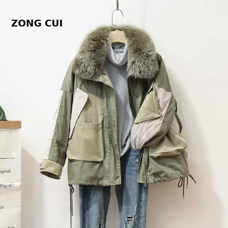 

2021 Winter Women Real Fox Fur Down Jacket Detachable Liner Winter Thick White Duck Down Parka Coat For Women