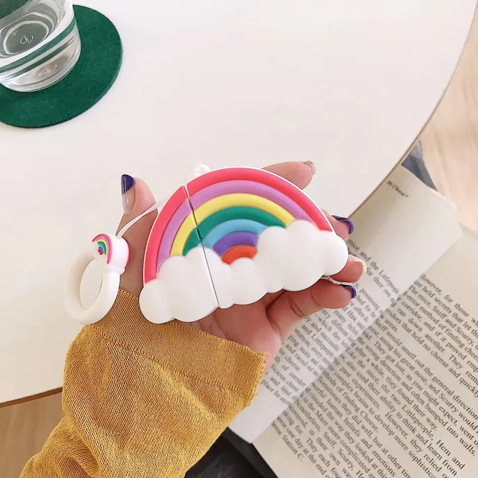442 3D Силиконовый наушник чехол для Airpods 2 Чехол милый собака утка мультфильм чехол для Airpods 1 чехол для наушников кольцо ремень - Цвет: 442
