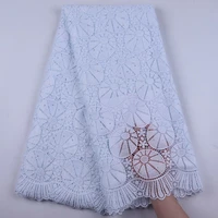 2020 latest pure white african lace fabrics high quality lace guipure cord lace fabric nigeria water soluble lace for party