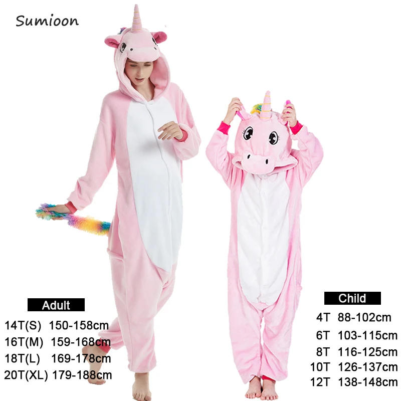 Pink tianma Пижамы кигуруми для мальчиков и девочек, пижамы с пандой и единорогом для женщин, Pijimas, взрослые комбинезоны, пижамы с животными, зимние теплые пижамы для детей - Цвет: Pink tianma