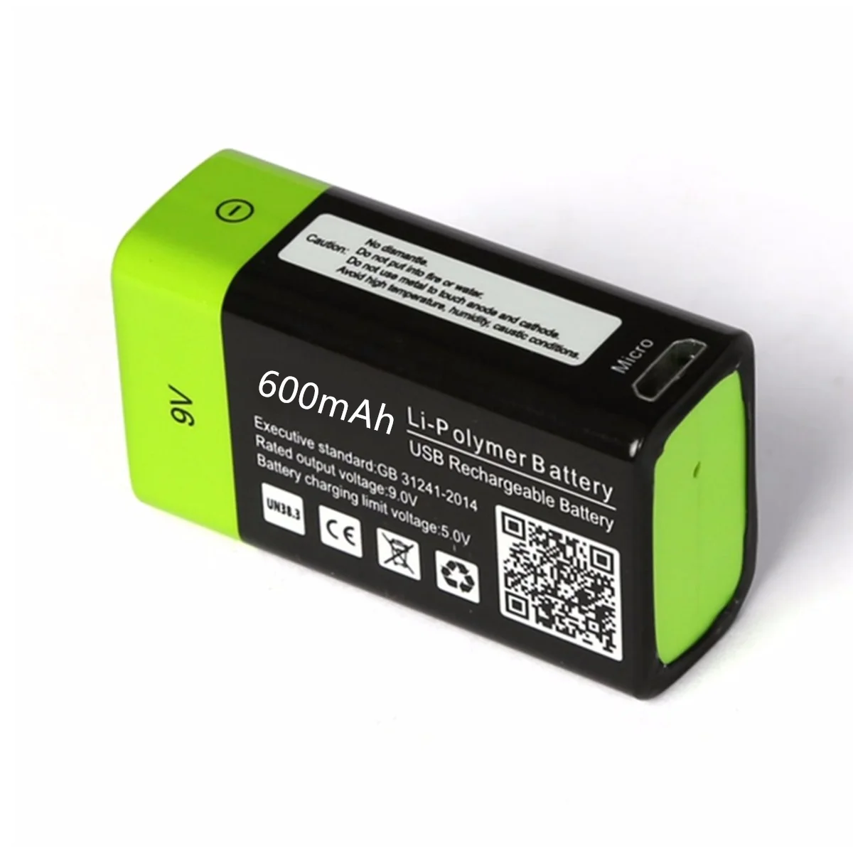 ZNTER ультра-эффективный 9V 600 мА/ч USB Перезаряжаемые 9В литий-полимерный Батарея для