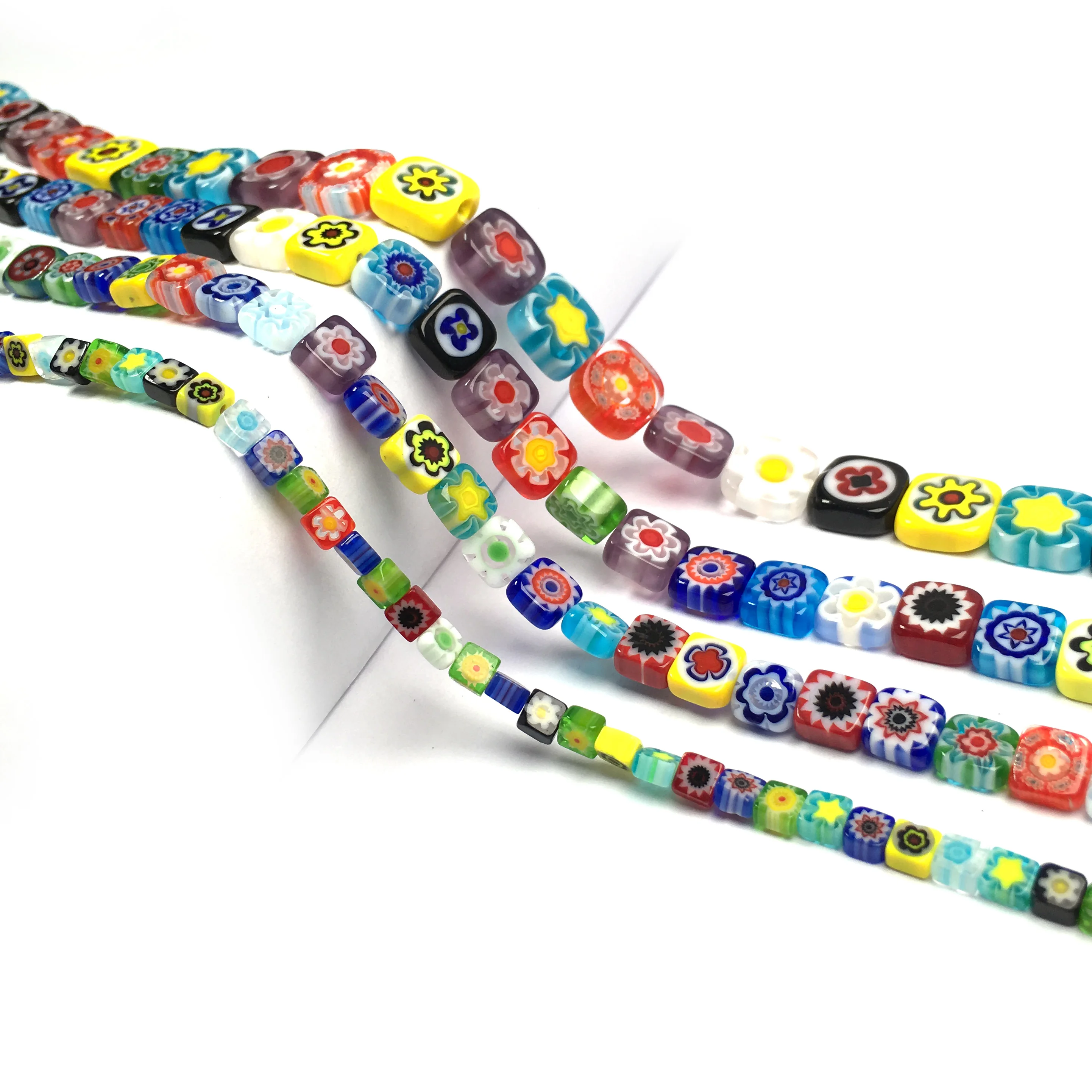 Квадратные Цветные искусственные цветы цветочные лампворк стеклянные бусины