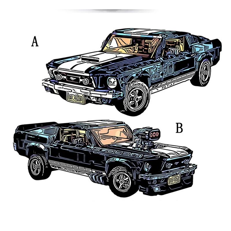 

DG203 Mustang Racing small particle puzzle assembly building block 91024 assembly car model birthday gift 23014