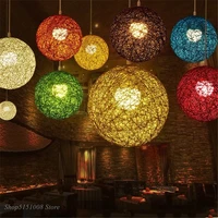 modern hemp pendant lights nordic rattan art restaurant bar pendant lamp living room kitchen fixtures home hang lamp luminaire