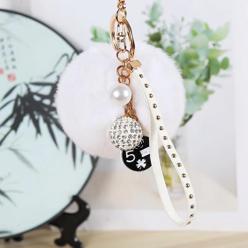 Модные брелки с помпонами и кроликом женские Брелки искусственным мехом брелок