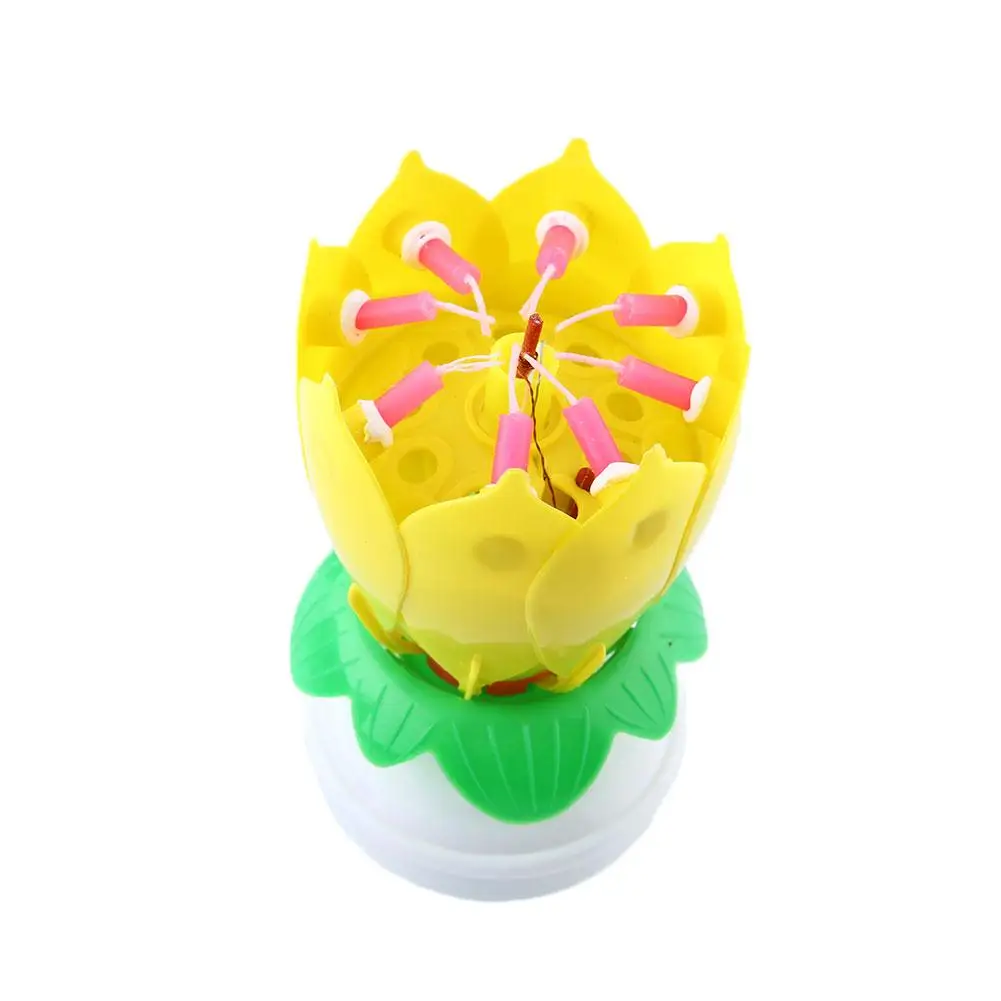 Музыкальный Лотос вращающаяся Свеча на торт ко дню рождения красный музыкальная