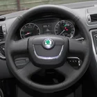 Кожаный чехол на рулевое колесо ручной работы для Skoda Octavia Fabia Yeti, аксессуары для салона автомобиля
