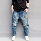 Мужские мешковатые джинсы, шаровары, мужская мода, хип-хоп, свободные уличные джинсы из Харлана, джинсовые брюки, джоггеры, Мужские штаны размера плюс, XXXL