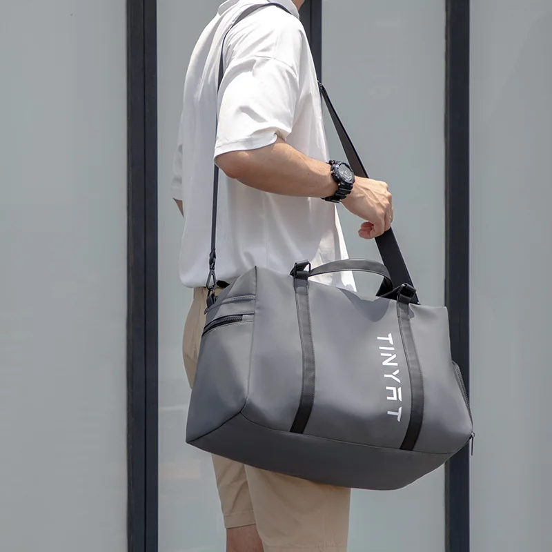 Portable Gym Bags Men Fitness Training Traveling Handbag PU Leather Luggage Waterproof Shoes Compartment Bags sac de sport XA863