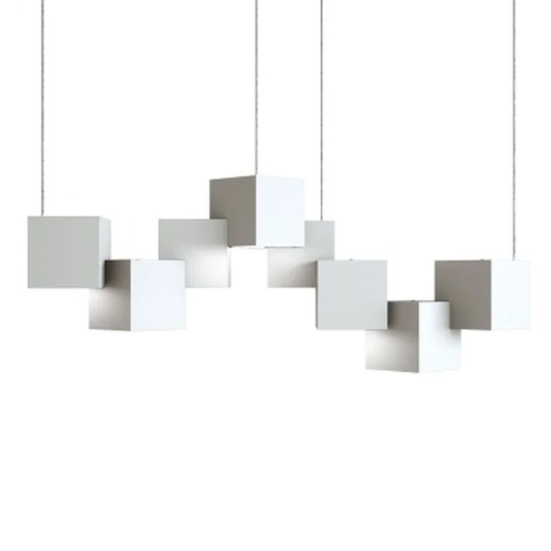 Koop Postmoderne Designer Gallery Studio Led Kroonluchter Art Magic Cube Diner Woonkamer Suspension Verlichtingsarmaturen