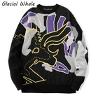 GlacialWhale мужской кардиган вязаный мужской зимний модный 2021 новый свитер с граффити мужской повседневный негабаритный свитер черный свитер мужской