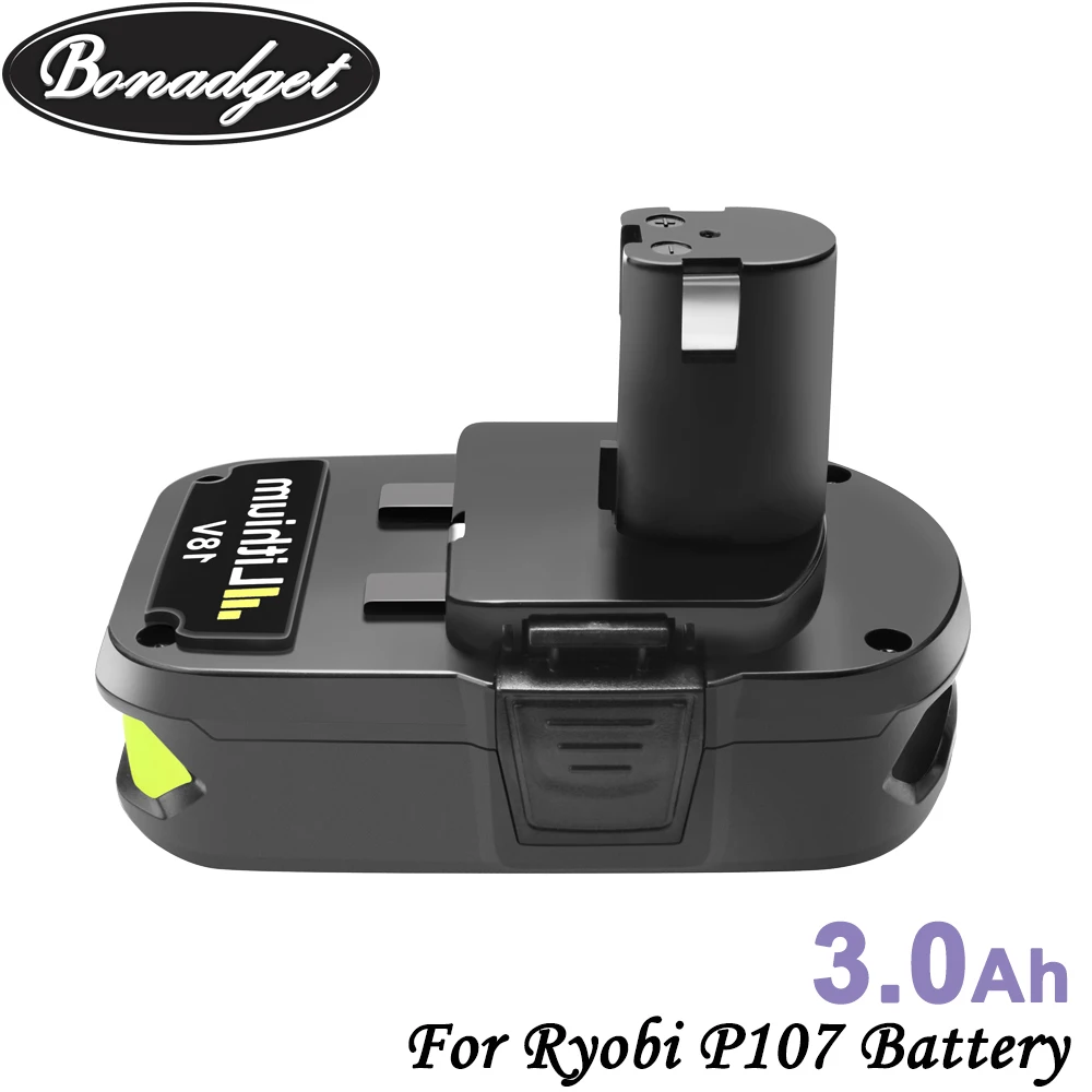 Сменный аккумулятор Bonadget для Ryobi P104 P105 P102 P103 P107 18 в 3000 мАч|Перезаряжаемые батареи| |