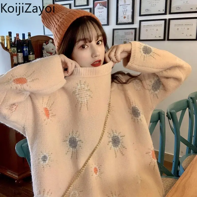 

Koijizayoi Casual Loose Women Winter Sweater Lady Long Sleeves O Neck Fashion Cozy Soft Pullovers Fashion Outwear Tops Jumpers