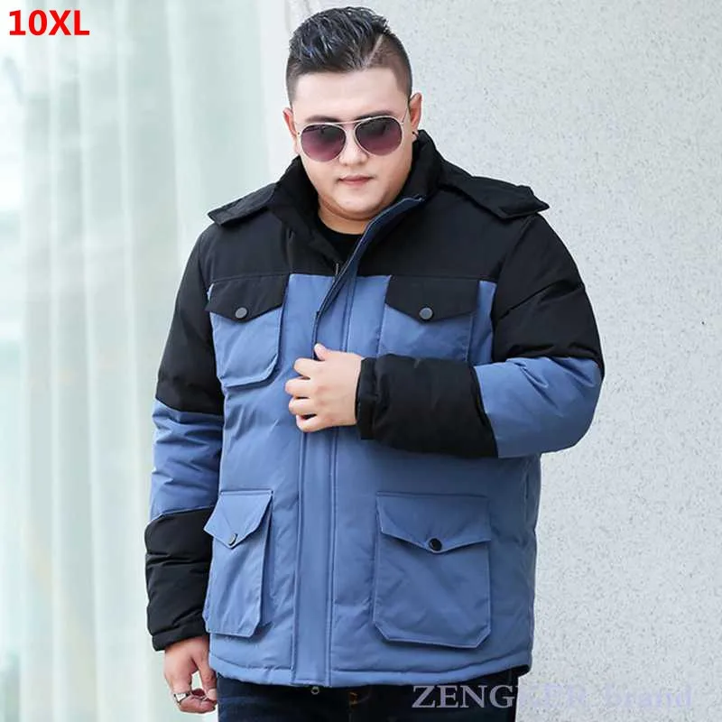 

Мужская блестящая куртка, куртка большого размера контрастных цветов с капюшоном для молодых студентов, размер 10XL 9XL
