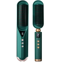 new 2 in 1 electric hot comb hair straightener brush and curler for hair crimping heating steam hair iron crimper brush tools