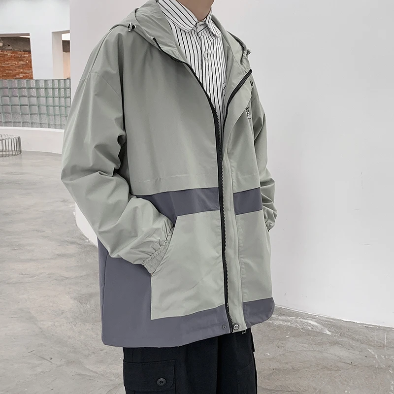 

New 2020 Autumn Patchwork jacket men cool jackets men casual jacket hip hop windbreaker hooded jacket coat zipper parka men