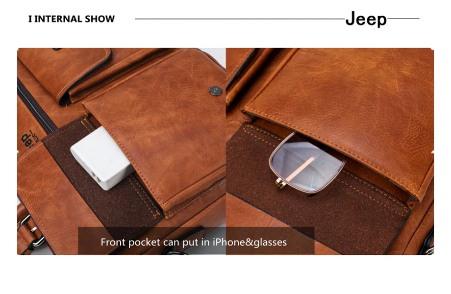 JEEP BULUO, мужской портфель, сумка для 13'3 дюймов, для ноутбука, деловые сумки, 2 шт. в комплекте, сумки, высокое качество, кожа, для офиса, сумки на плечо, тоут