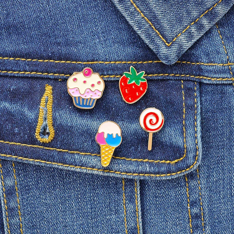 Набор с эмалью из мультфильма брошь оптовая продажа мороженое торт леденцов