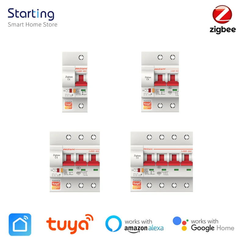 

Tuya Zigbee 3,0 Smart автомат защити цепи 1-4 года P 220V/380V Дистанционное Управление воздушный переключатель умный дом пульт дистанционного управления ...
