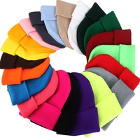 solid color knitted beanies hat winter warm ski hats men women multicolor skullies caps soft elastic cap womens hats