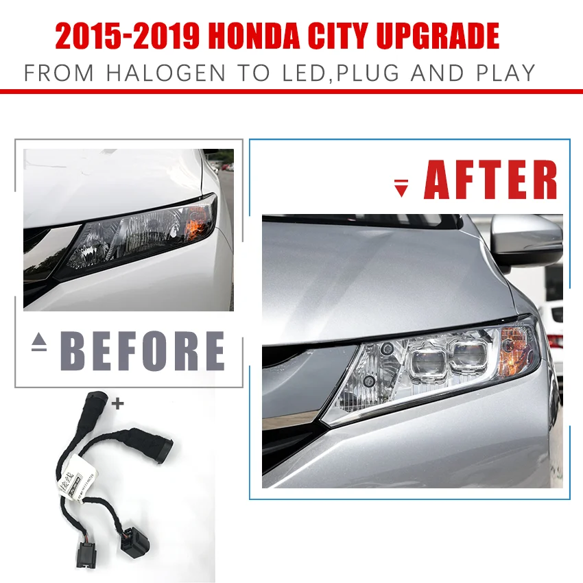 

YCK фар автомобиля модификация апгрейд специальные передачи адаптер для проводки в течение 15-19 Honda City от галогенных к светодиодный Plug And Play