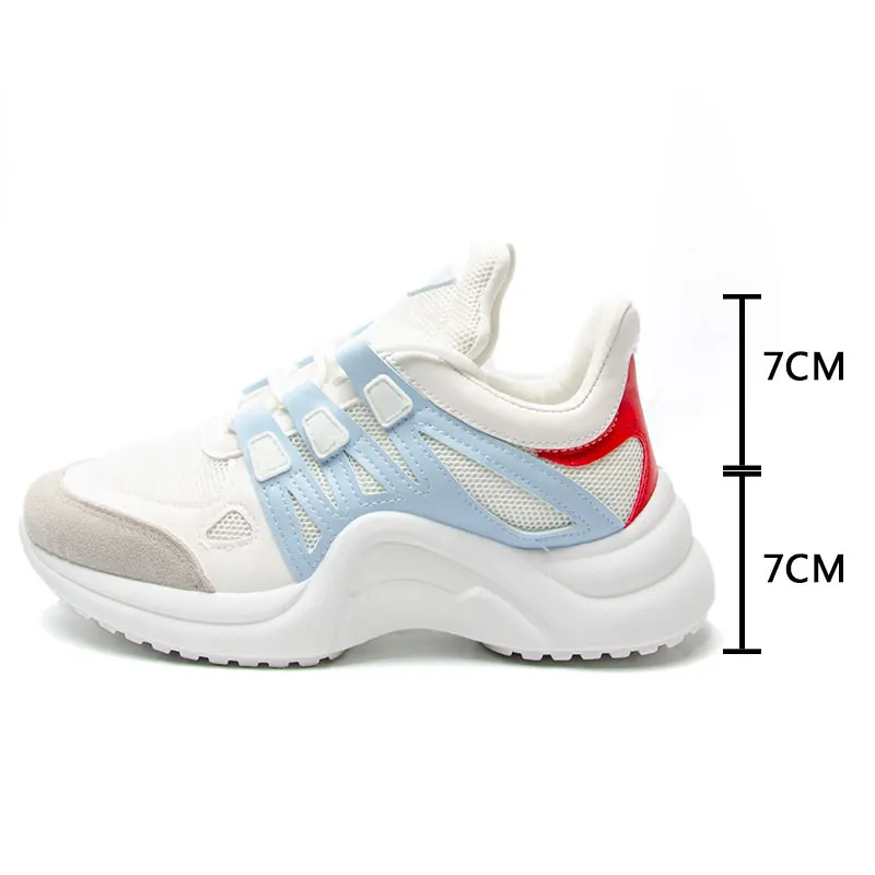 

Babylili Platform Sneakers Women Fashion Chunky Sneaker Breathable Mesh Lady Casual Vulcanize Shoes Lace -up Adult Footwear Pink