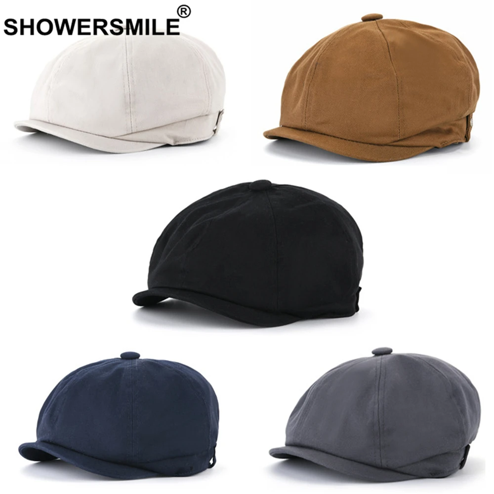 Кепка газетчик SHOWERSMILE белая унисекс хлопковая восьмиугольная кепка в британском