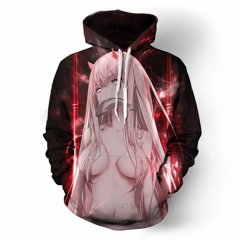 SOSHIRL сексуальное бикини Zero Two толстовки хипстерское аниме 3d зимняя толстовка