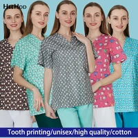 hospital doctor teeth printing dental clinic work suit operating room women work scrubs uniform cotton breathable medical suit