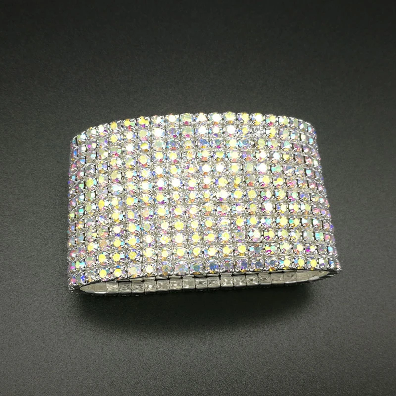 12 рядов Стразы свадебный браслет с кристаллами посеребренный и золотистый цвет