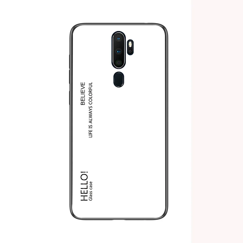White Для OPPO A9 A5 чехол Роскошный Жесткий закаленное стекло модный градиент Защита задняя крышка чехол для OPPO Realme 3 5 Pro shell - Цвет: White