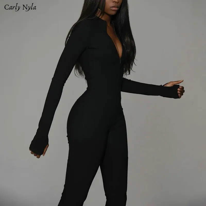 Женский спортивный комбинезон Carly Nyla черно-белый Облегающий для фитнеса