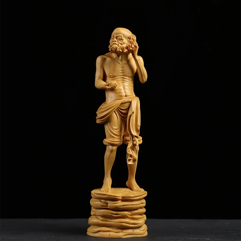 

Статуэтка из цельной древесины, 23 см, Lohan скульптура Будды, коллекция фэн-шуй, китайские традиции, домашний декор Lohan