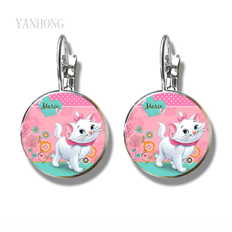 

Persian cat popular earrings, rich cat girl ear clip glass dome 16 mm earrings, girls holiday gift