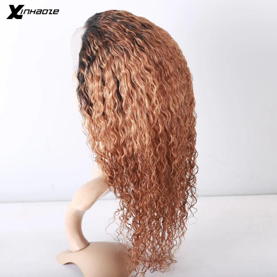 Xinhaoze 1b/30 # Омбре Remy человеческие волосы парик бразильские вьющиеся кружевные