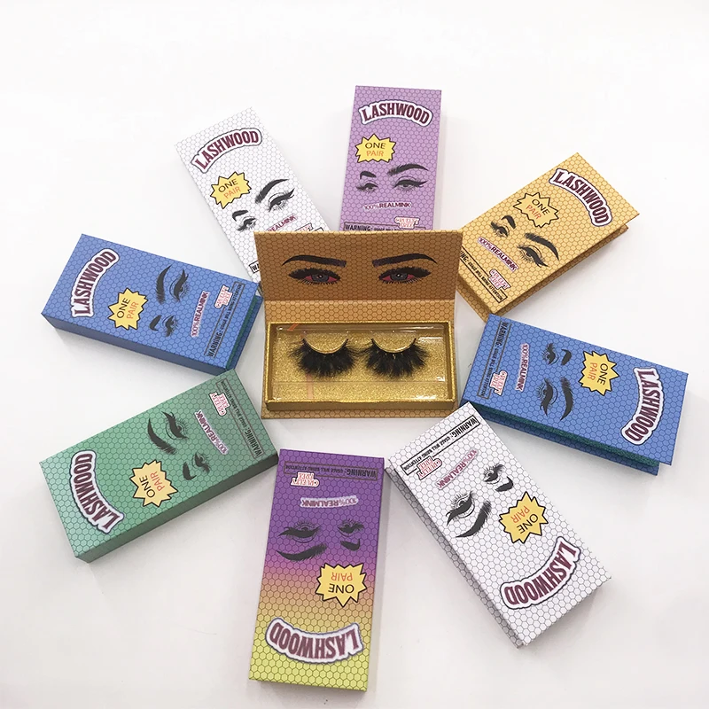 

Wholesale Lashwood Eyelash Case Custom Packaging Box 3D Mink Lashes Dramatic Fluffy 25mm 27mm False Eyelashes