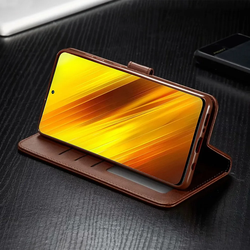 Leather Wallet Case for Xiaomi Poco F3 X3 X4 X5 M4 M3 12T 11T Pro NFC Flip Cover Redmi Note 12 11 11S 10S 9s 9 8 7 9T 9A 8T 8A