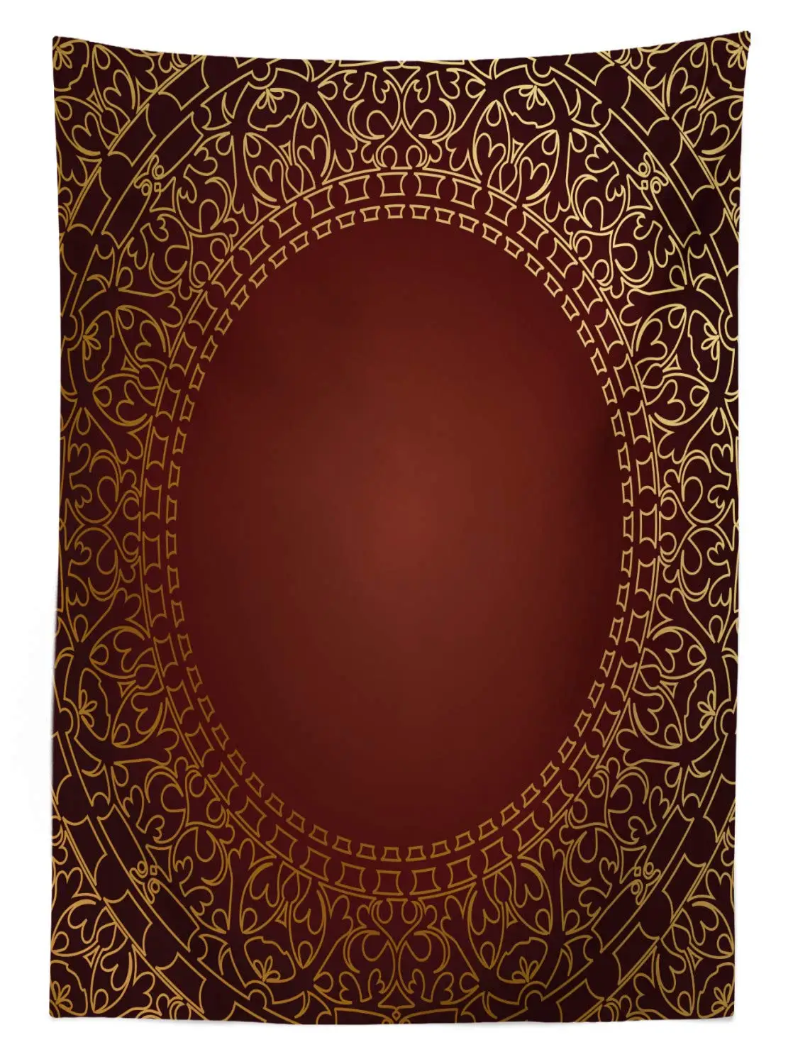 Скатерть бордовая винтажная рамка с восточными мотивами традиционное Ретро