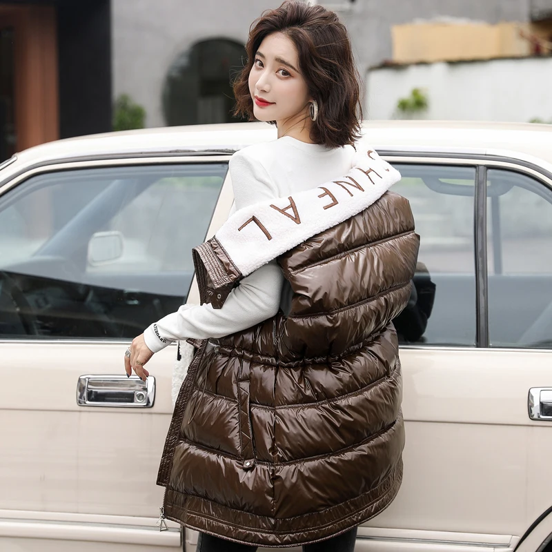 

2021 New Autumn Winter Vest Jacket Women Warm Fashion Down Cotton Woman Jackets Stand-up Collar Sleeveless Waistcoat Female