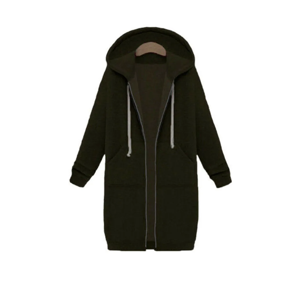 Повседневное свободное Женское пальто на молнии с длинным рукавом из