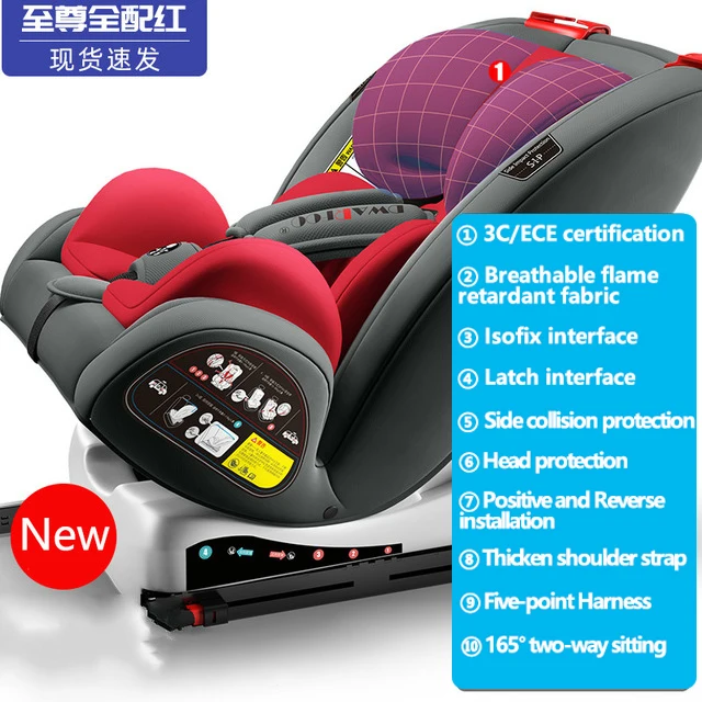 Red A Автокресло Детское безопасное автомобильное сиденье с фиксатором Isofix и защелкой для 0-12 лет, зимнее портативное регулируемое детское автомобильное безопасное сиденье, автомобильное защитное кресло - Цвет: Red A