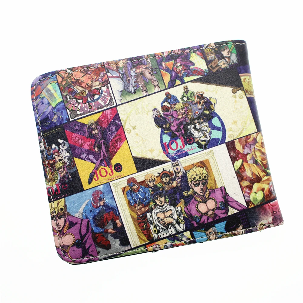Аниме JoJo's Необычные Приключения PU короткий кошелек Двойные фото держатель для карт слоев мальчиков монета карман кожаный мультфильм печати кошелек