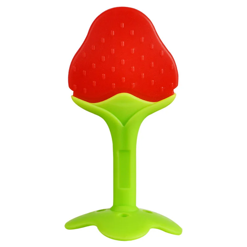 Strawberry NO BPA детский Прорезыватель безопасный силикон детские фруктовые Прорезыватели для жевания детей игрушки с зубами уход за зубами для детей укрепляющие тренировки зубов - Цвет: Strawberry