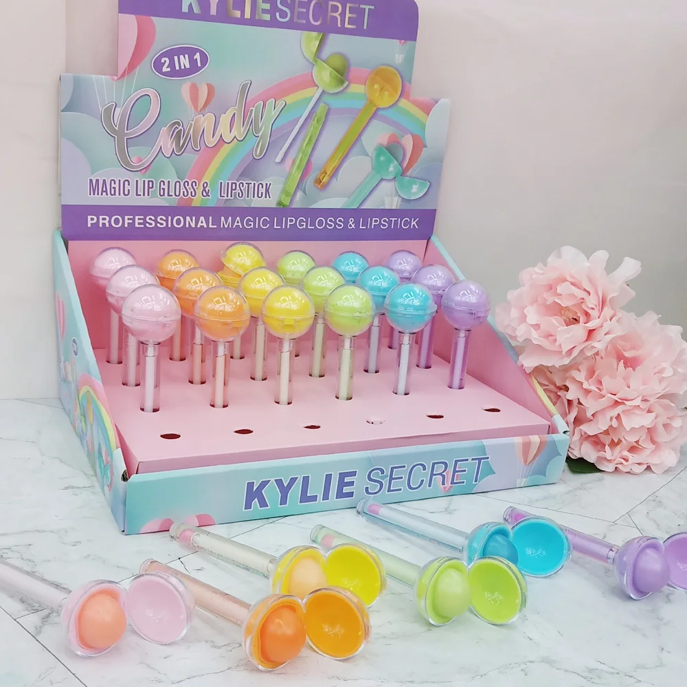 Оптовая продажа 2 в 1 блеск для губ Милые яркие чистый натуральный растительный