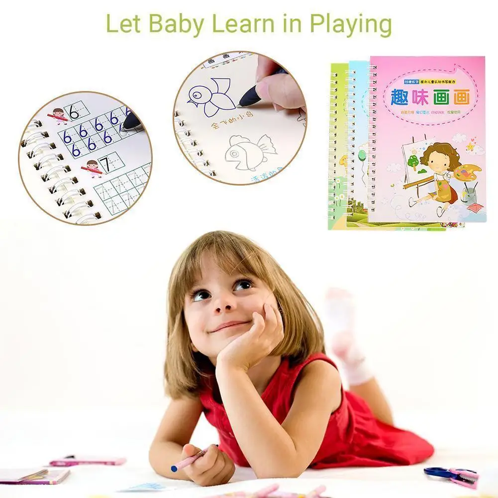 

Writing Stickers Copybook Reusable English Copybook Groove Educational Hand For Children Preschool Auto Toy Drawing Fades R2G9