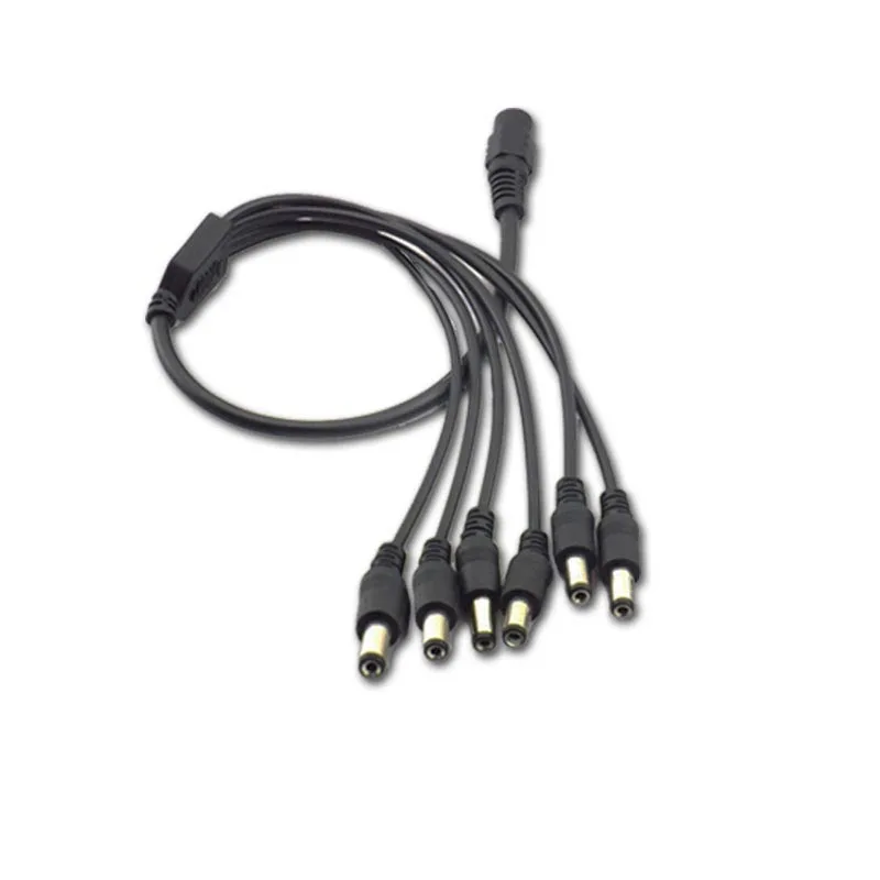 1 Female to 6 Male Splitter DC Cable way power supply Plug Extension connector cord for CCTV Camera 12V 5.5mm 2.1mm L19 | Безопасность и
