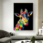 Картина на холсте с изображением животных граффити, настенный постер с принтом головы жирафа для гостиной, домашний декор